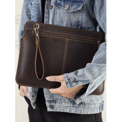 頭層牛皮macbookpro14寸保護套真皮蘋果筆記型電腦包牛皮包瘋馬皮