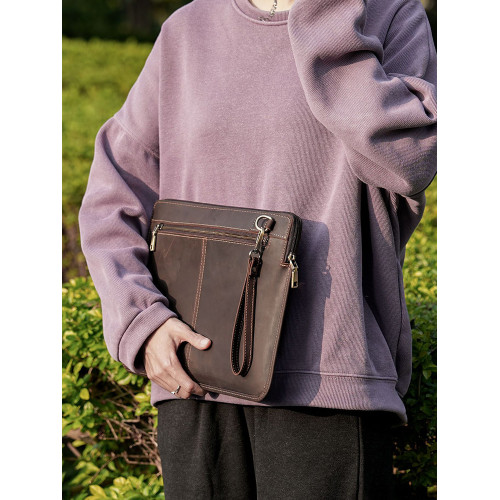 頭層牛皮macbookpro14寸保護套真皮蘋果筆記型電腦包牛皮包瘋馬皮