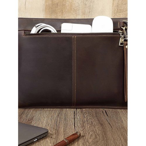 頭層牛皮macbookpro14寸保護套真皮蘋果筆記型電腦包牛皮包瘋馬皮