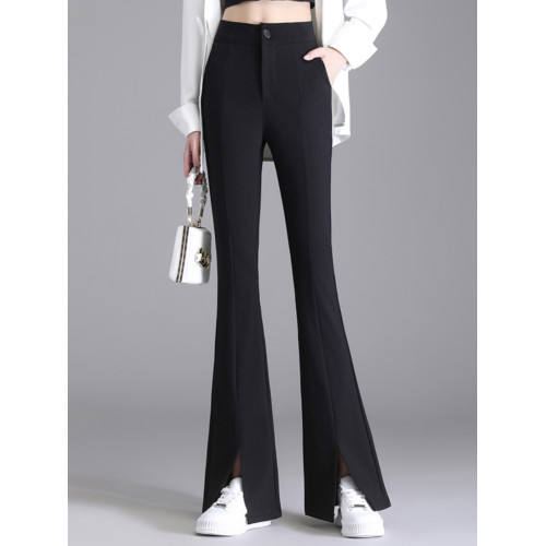 高個子加長款微喇叭西裝女褲175胖mm大碼彈力修身顯瘦垂感拖地褲