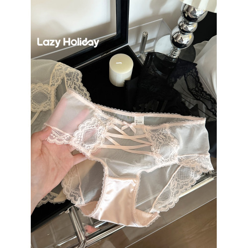 蕾絲內褲女士純棉襠女生三角褲2025新款性感純欲風不夾臀中腰短褲