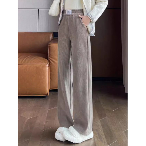 雪尼爾濶腿褲女春秋冬2026新款爆款加絨休閒窄版燈芯絨直筒女褲夏