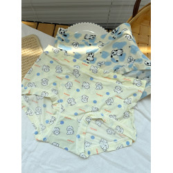 大碼冰絲內褲女牛奶絲滑霤霤中腰日系可愛不夾屁股薄款胖mm三角褲