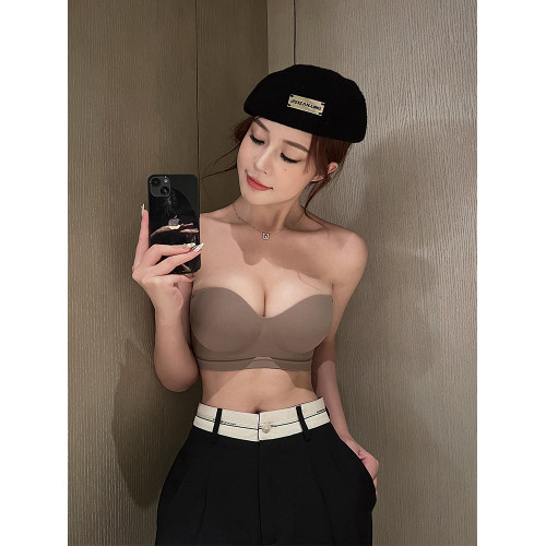 無肩帶內衣女聚攏小胸顯大防滑無痕軟支撐防下垂抹胸隱形裹胸文胸