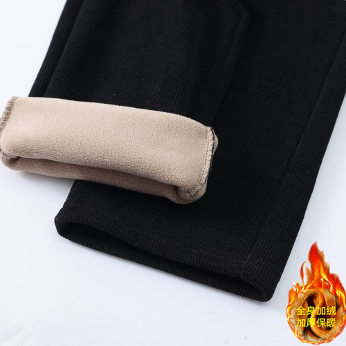 中年女秋冬款媽媽外穿條絨長褲加絨加厚中老年女裝直筒休閒褲子