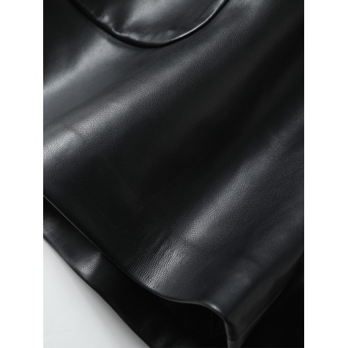 海甯真皮皮褲女短褲高腰綿羊皮寬鬆濶腿褲2025秋冬新款顯瘦皮靴褲