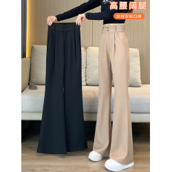 西裝微喇褲女春秋冬加絨加厚濶腿褲2026新款高腰顯瘦休閒喇叭褲子