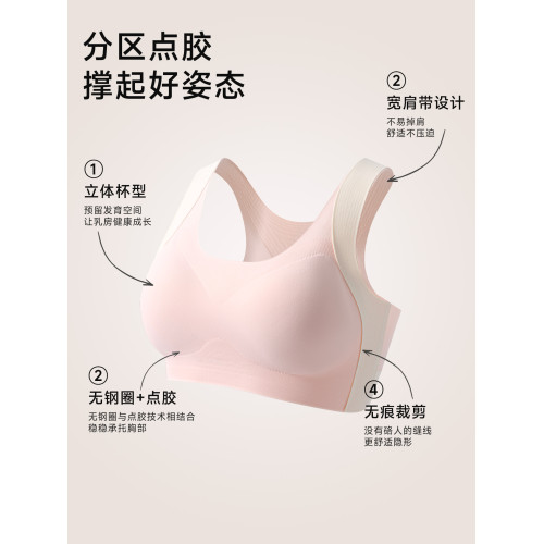 貓人少女文胸青春發育期女童學生初高中生運動防震背心粉底液內衣