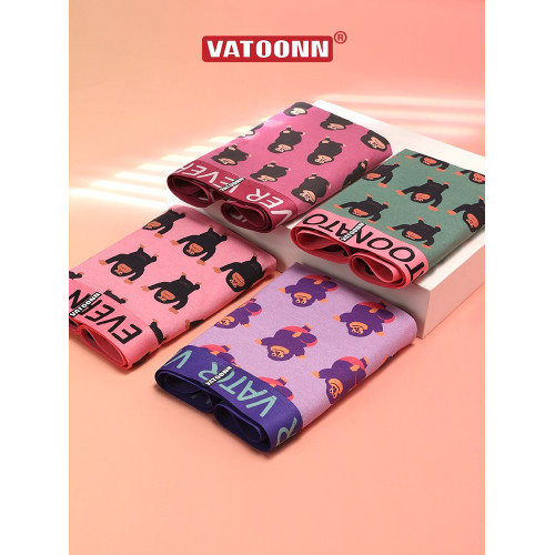 女士三角內褲純棉印花中腰收腹寬腰帶抗菌襠可愛大碼運動卡通猩猩