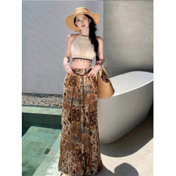 波西米亞度假風穿搭褲子女夏復古民族風裙褲雲南濶腿褲長褲