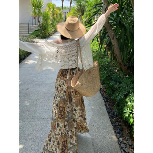 波西米亞度假風穿搭褲子女夏復古民族風裙褲雲南濶腿褲長褲