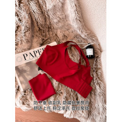 紅色兔耳杯!超薄無痕內衣女大胸顯小防下垂收副乳提拉本命年文胸