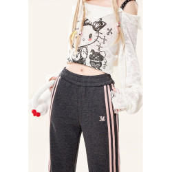 自然澁冬季加絨灰色喇叭褲女春秋新款韓系小個子休閒微喇遛彎褲子