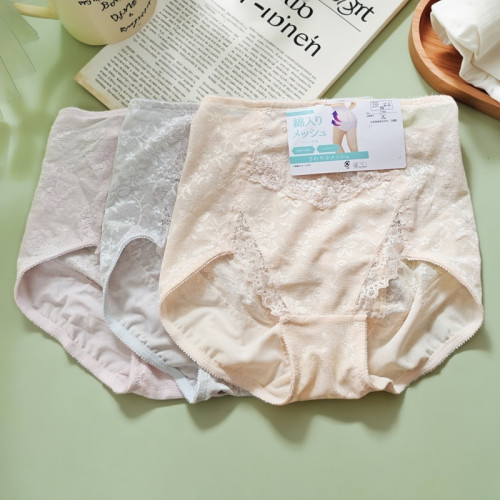 日本原單女士收腹褲蕾絲提花高腰包臀舒適透氣塑身褲提臀收胯塑形