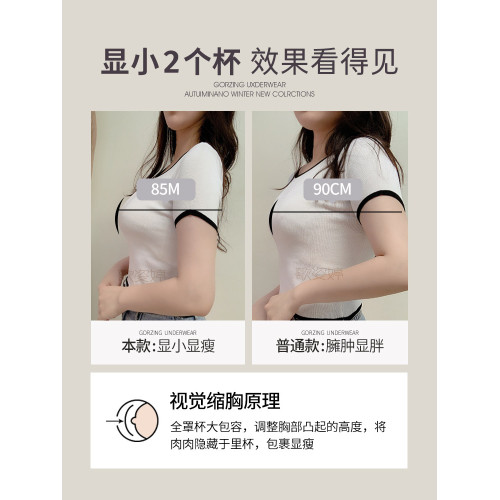 內衣女士大胸顯小胸薄款無鋼圈收副乳防下垂聚攏上托調整型文胸罩
