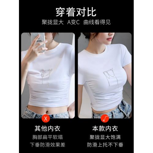 貓人胸貼小胸顯大充氣聚攏防滑女婚紗用小胸罩防下垂無肩帶的內衣