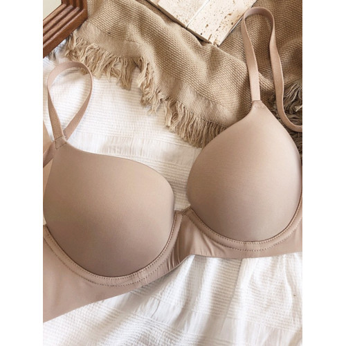 大胸顯小有鋼圈文胸罩舒適光面超薄款大碼無痕內衣女收副乳調整型