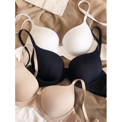 大胸顯小有鋼圈文胸罩舒適光面超薄款大碼無痕內衣女收副乳調整型