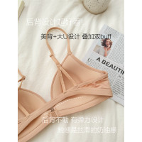 出圈搭 無痕內衣女夏季薄款前釦式法式深V隱形無鋼圈上托美背文胸