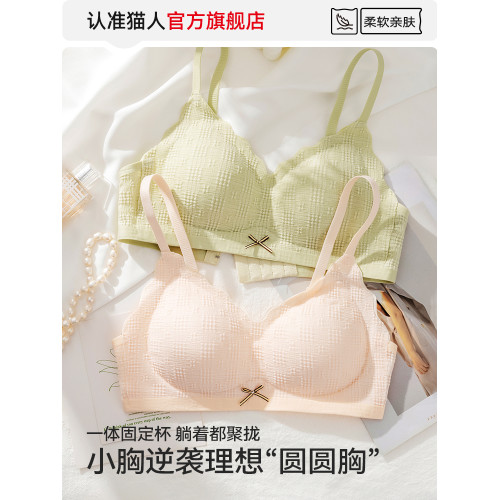 貓人內衣女2026新款爆款小胸聚攏無鋼圈收副乳防下垂裸感少女文胸