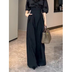 高腰濶腿褲女春秋2025新款韓版垂感顯瘦休閒寬鬆西裝褲拖地長褲