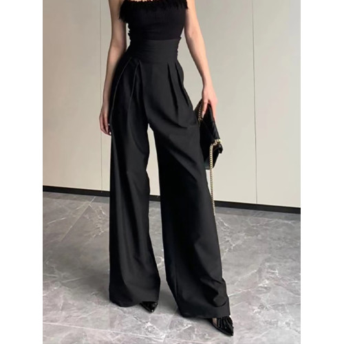 高腰濶腿褲女春秋2025新款韓版垂感顯瘦休閒寬鬆西裝褲拖地長褲