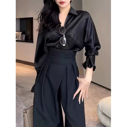 高腰濶腿褲女春秋2025新款韓版垂感顯瘦休閒寬鬆西裝褲拖地長褲