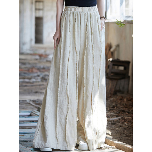 苧麻濶腿褲女2026年新款原創棉麻女裝炒色磨毛長褲子寬腿褲直筒褲