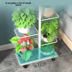 歐式花架鐵多層室內客廳陽台儲物架Pothos花盆架落地家居地板拉車