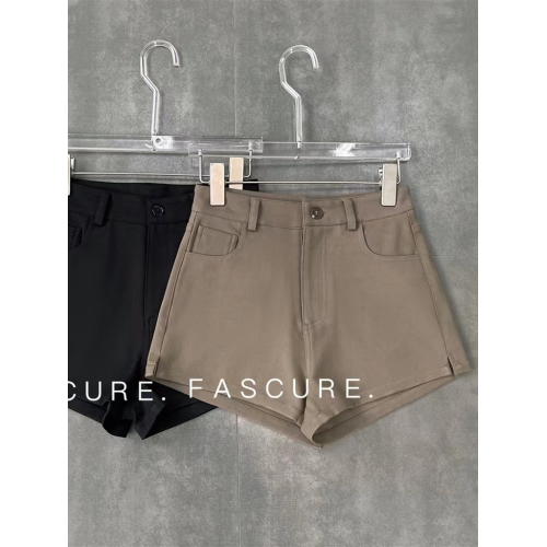 黑色短褲女夏季小個子高腰開叉顯瘦休閒褲子緊身性感辣妹a字熱褲