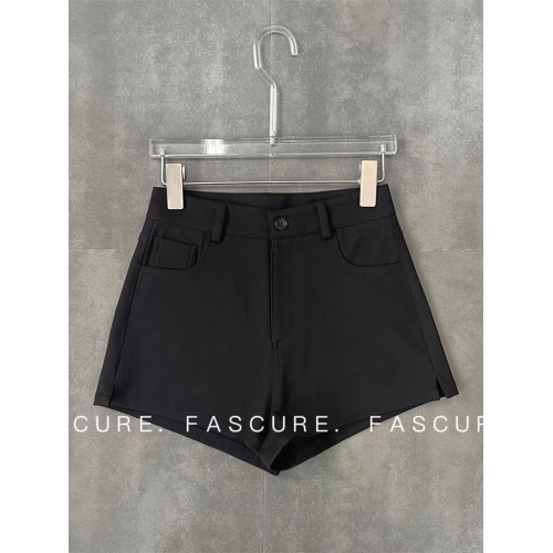 黑色短褲女夏季小個子高腰開叉顯瘦休閒褲子緊身性感辣妹a字熱褲