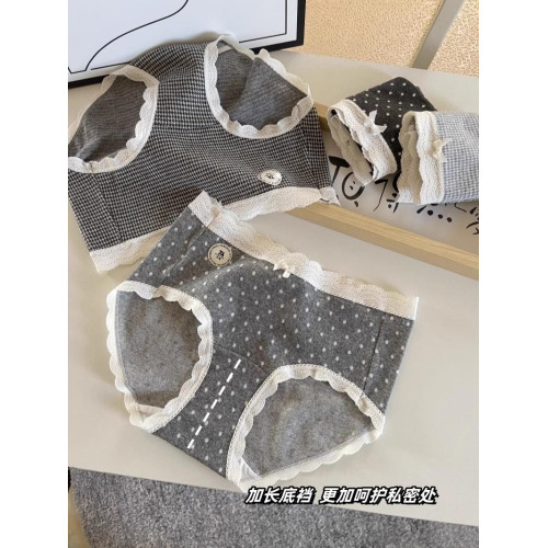 2025新款純棉女士純棉三角褲中腰長襠7A抑菌蕾絲內褲磨毛包臀透氣