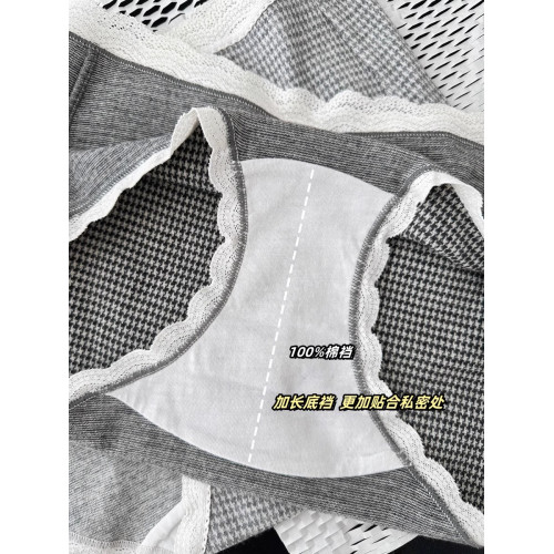 2025新款純棉女士純棉三角褲中腰長襠7A抑菌蕾絲內褲磨毛包臀透氣