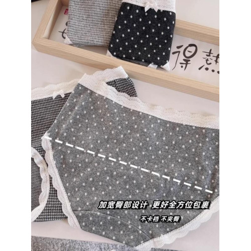 2025新款純棉女士純棉三角褲中腰長襠7A抑菌蕾絲內褲磨毛包臀透氣