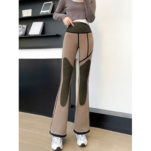 女秋冬加絨加厚微喇鯊魚褲高腰收腹提臀顯瘦外穿打底口袋瑜珈褲子