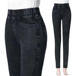 中年女褲春秋高腰彈力大碼媽媽打底褲外穿小腳鉛筆褲仿牛仔魔術褲