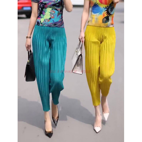 春夏褶皺哈倫褲女春夏顯瘦百褶小腳褲寬鬆大碼老爹褲休閒蘿蔔褲子