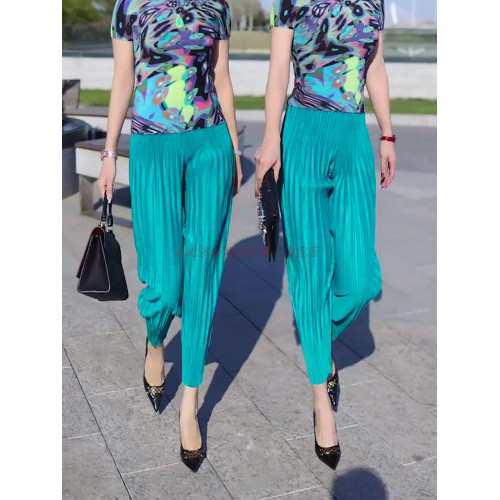 春夏褶皺哈倫褲女春夏顯瘦百褶小腳褲寬鬆大碼老爹褲休閒蘿蔔褲子