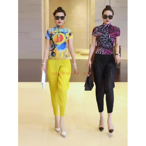 春夏褶皺哈倫褲女春夏顯瘦百褶小腳褲寬鬆大碼老爹褲休閒蘿蔔褲子