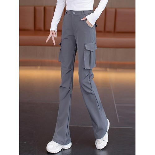 黑色工裝褲女2026新款秋季高腰顯瘦休閒直筒濶腿褲子美式微喇叭褲