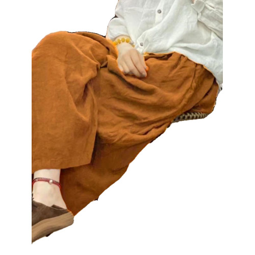 出口撿漏夏季大碼200斤棉麻濶腿褲男女高腰復古百搭休閒長褲