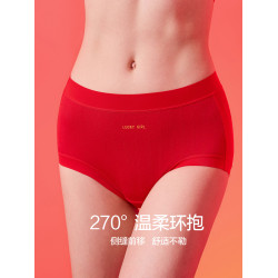 恒源祥本命年內褲女純棉抗菌無痕莫代爾大紅色蛇年結婚禮物三角褲