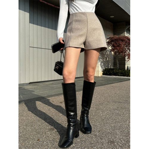 毛呢短褲女士秋冬新款高腰寬鬆a字型小個子顯瘦休閒濶腿褲短褲子