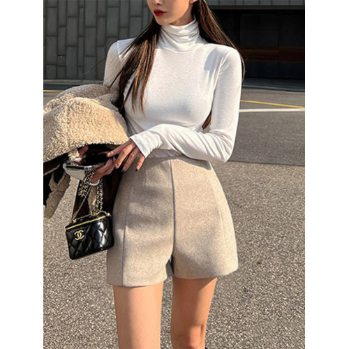 毛呢短褲女士秋冬新款高腰寬鬆a字型小個子顯瘦休閒濶腿褲短褲子