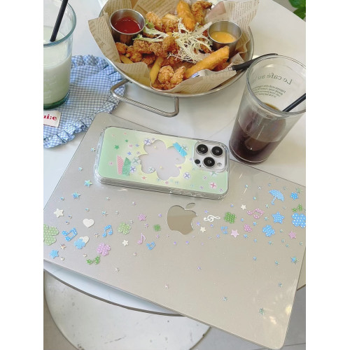 汪三嵗「音符少女」韓風MacBook保護殼蘋果筆電2025款M4pro14寸16寸air13寸M1/M2/M3保護套配件鐳射彩繪殼