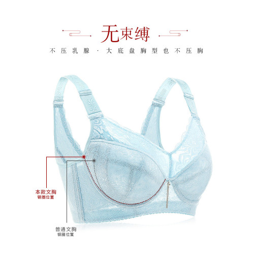 月色大碼內衣女胖mm薄款聚攏防下垂200斤美背大胸顯小文胸全罩杯