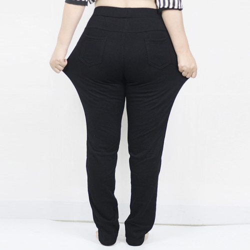 胖mm特大碼300斤高腰彈力黑色打底保暖長褲 加肥加絨顯瘦小腳褲子