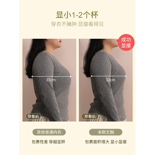 大胸顯小內衣女薄款無鋼圈大碼胖mm200斤收副乳大罩杯文胸夏季bra