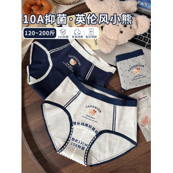 英倫風小熊純棉大碼內褲女胖MM全棉加長襠2026新款10A抗菌三角褲