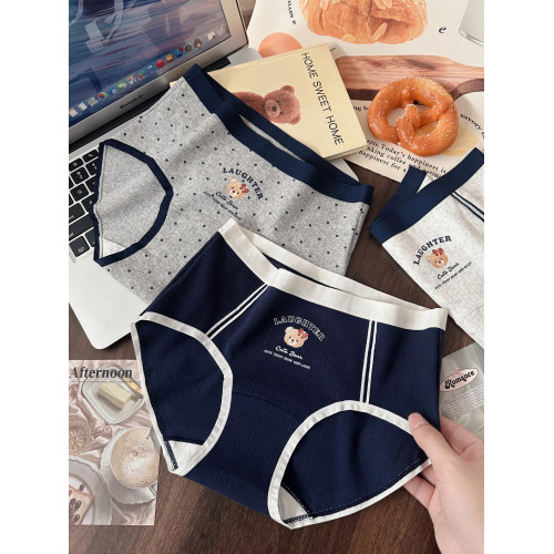 英倫風小熊純棉大碼內褲女胖MM全棉加長襠2026新款10A抗菌三角褲